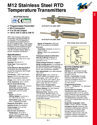 Thumbnail of document Data Sheet - M12TXSS SS RTD probes w/4 to 20mA analog output & Mounting Threads